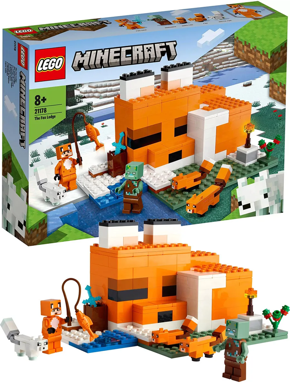 Конструктор LEGO Minecraft "Лисья хижина" 21178, детализированный, для детей 8-14 лет, 369 элементов