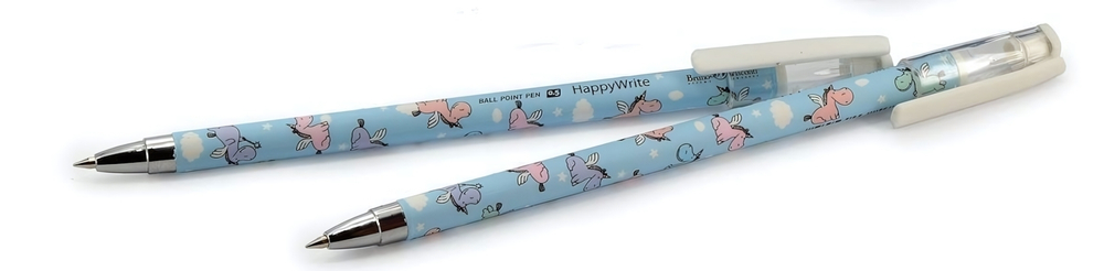Ручка шариковая 0.5 мм, синяя "HappyWrite. Единорожки микс" (Bruno Visconti)