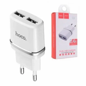 СЗУ USB Hoco C12 (12W, 2 порта) Белый