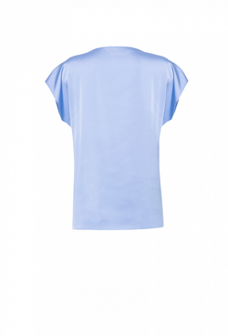 Блуза шелковая со спущенным рукавом бледно-васильковая 01-01-22 SS