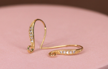 Швензы крючок 17 мм фианиты позолота