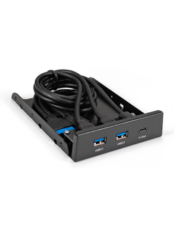 Exegate EX295471RUS Планка USB на переднюю панель ExeGate U3H-616, 3,5", 2*USB3.0+1*TypeC, черная, металл, подсоединение к мат. плате"