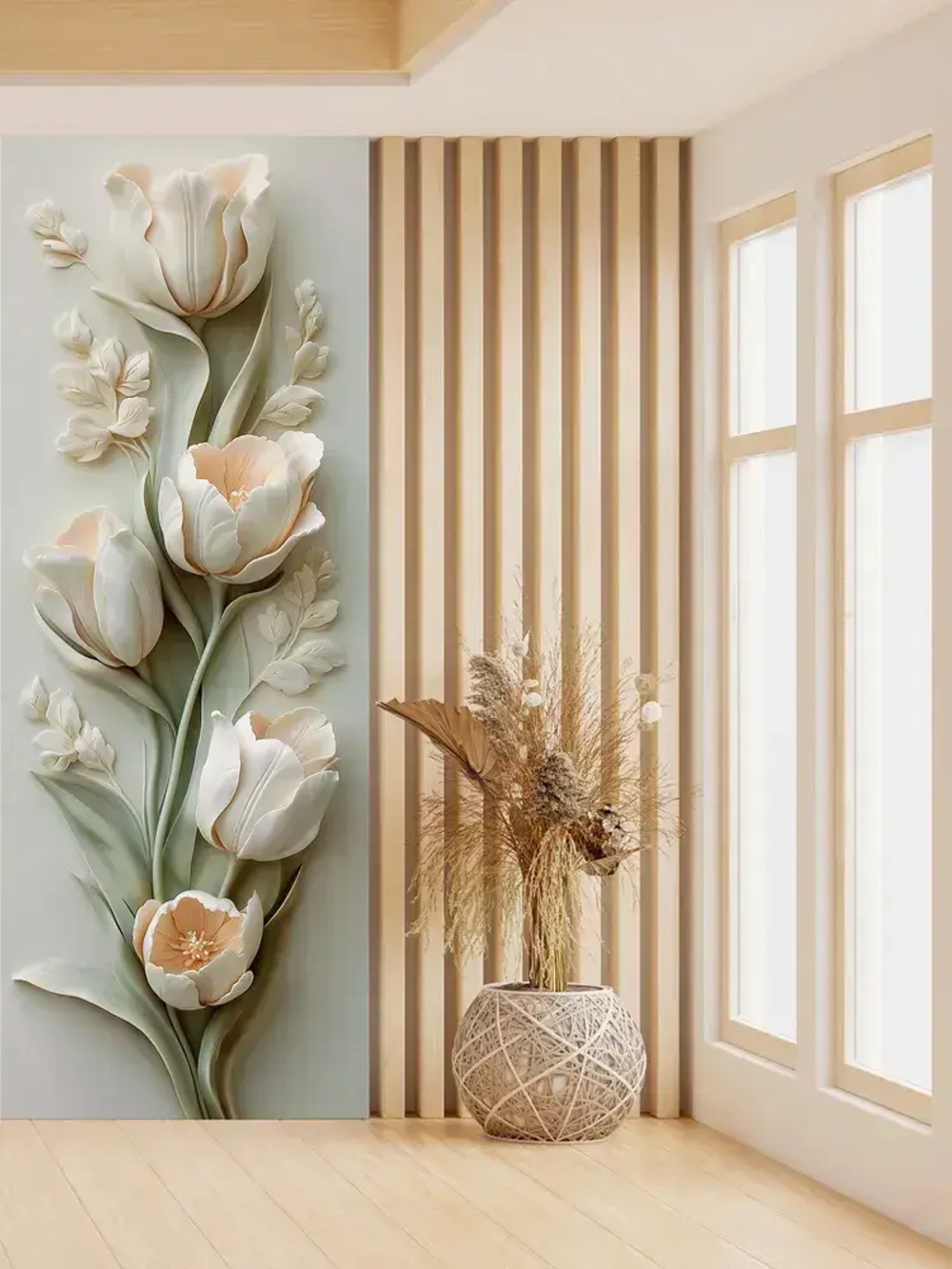 Фотообои флизелиновые PosterMarket "Тюльпаны 3Д" 100х270 см