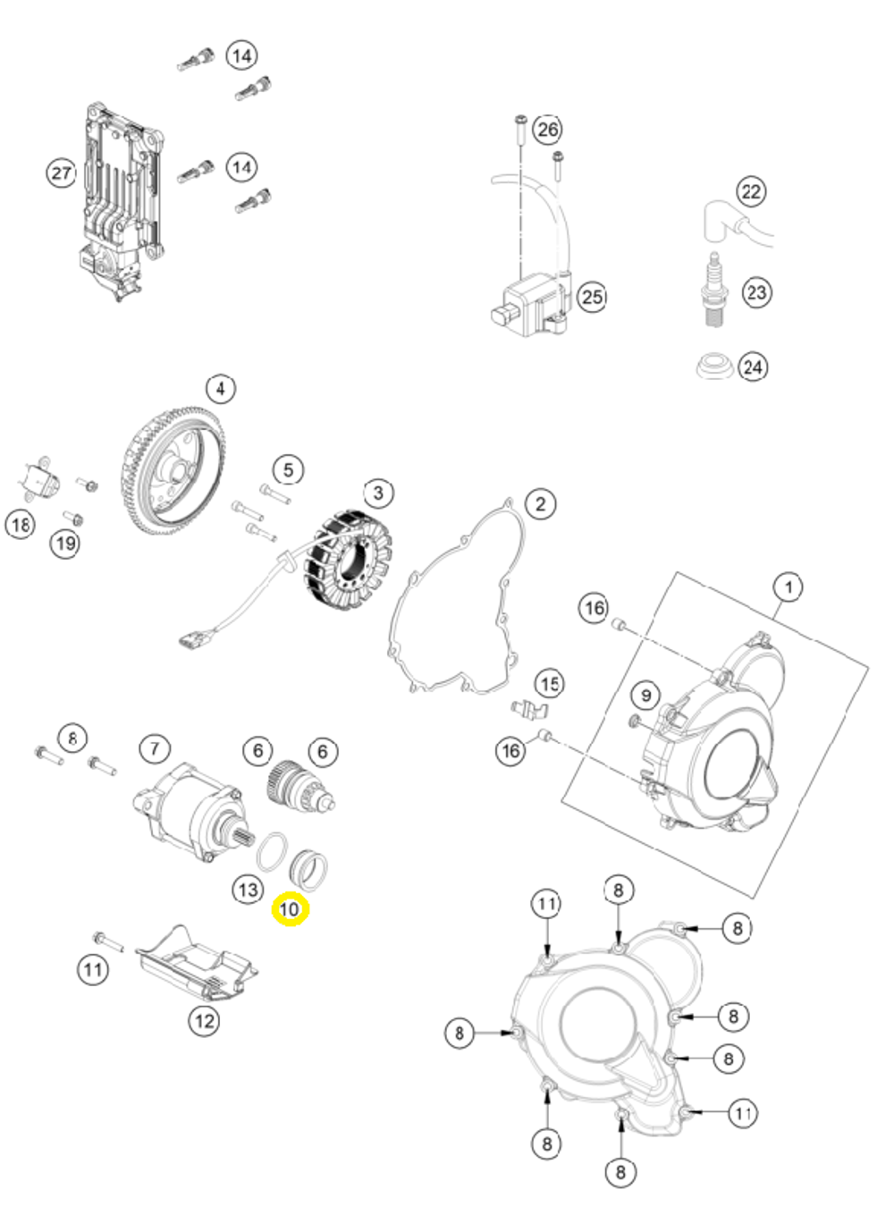 Втулка бендикса стартера KTM, HQV, GASGAS 250/300сс