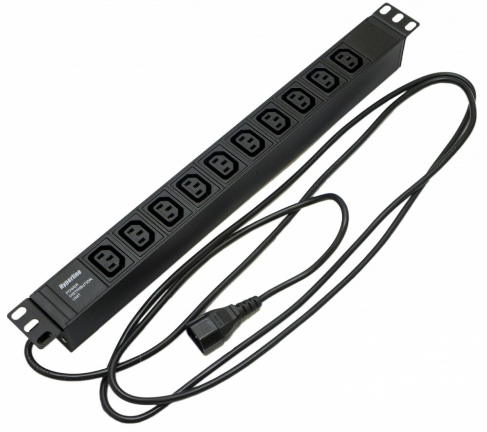 Блок розеток 19", 10 розеток Hyperline SHE19-10IEC-2.5IEC