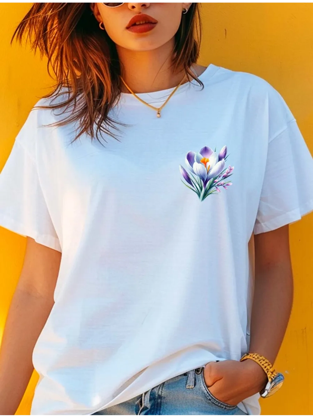 Футболка с цветочком шафрана
