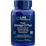 Super Omega-3 Plus EPA/DHA Fish Oil, 120 капсул Sesame Lignans, Olive Extract, Krill & Astaxanthin Life Extension