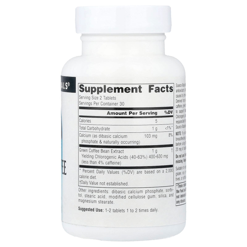 Source Naturals, экстракт зеленого кофе, 500 мг, 60 таблеток