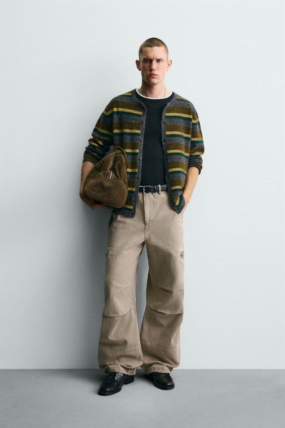 ZARA БРЮКИ-ПАРАШЮТЫ КАРГО, СЕРЫЙ