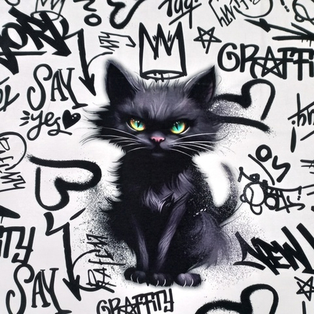 Кулирка с лайкрой Купон Кот Графити Высота 75см