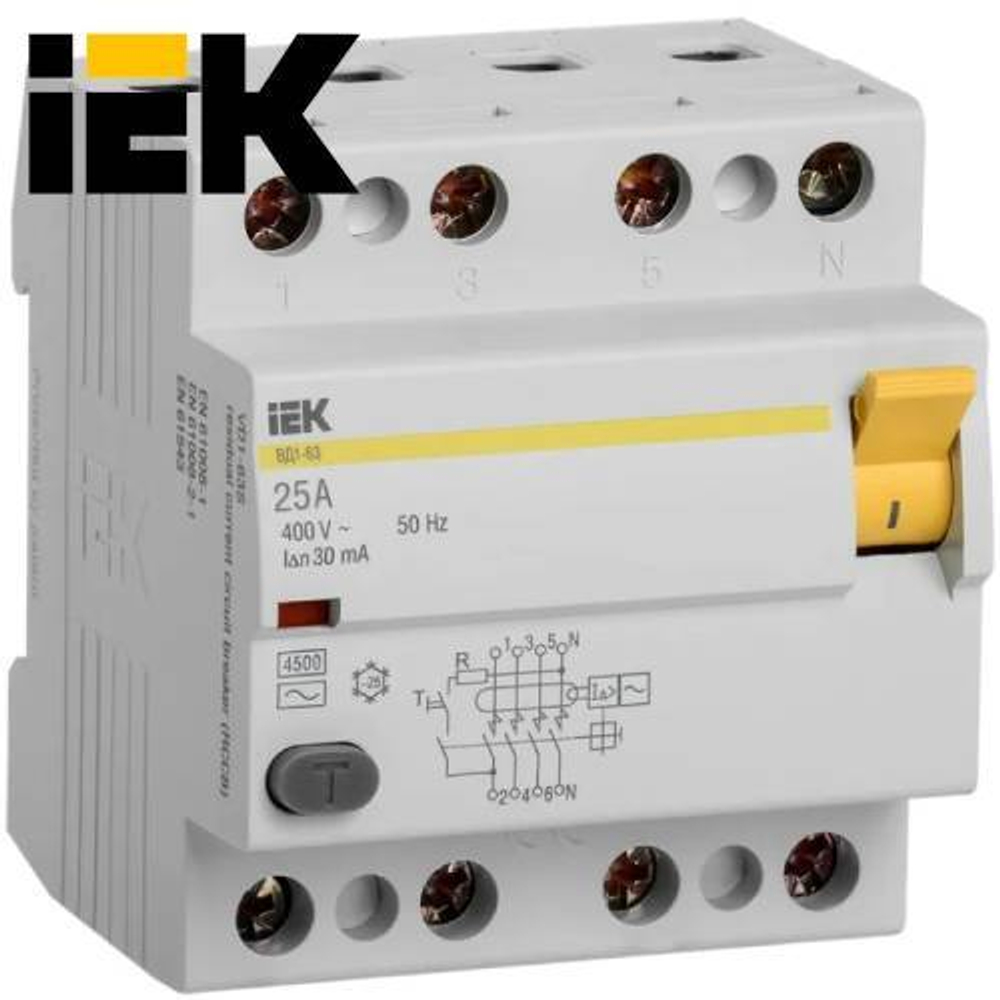 УЗО 4/25А 30ма IEK (ВД1-63)
