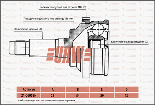 Шрус привода URW 2106055N