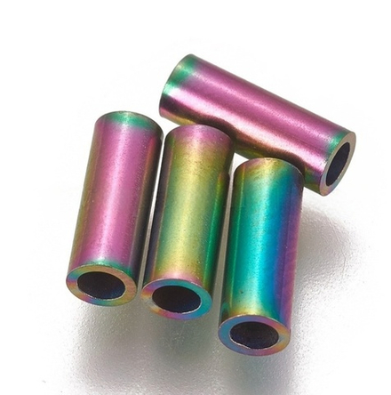 Бусина, сталь, титановое покрытие, трубочка р-р 8×3 мм, штучно