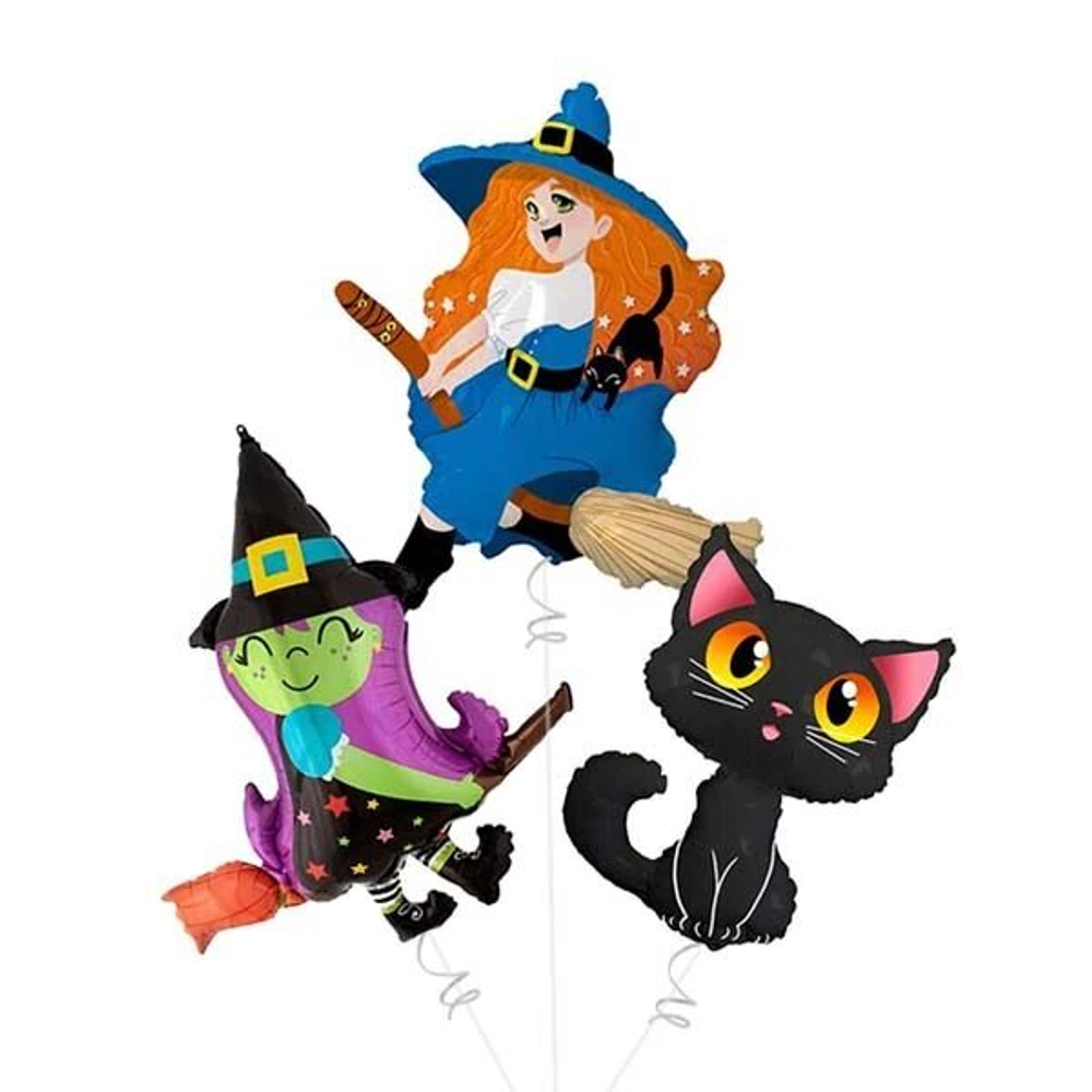 Воздушные шарики Ведьмочки с кошкой