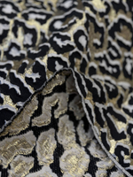 Жаккард шелк с п/э и люрексом Gucci золотой с черно-белым анималистичным принтом