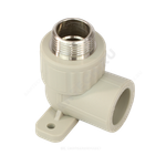 Угольник PP-R комбинированный серый Дн 20х3/4" НР с креплением VALFEX 10121120Г