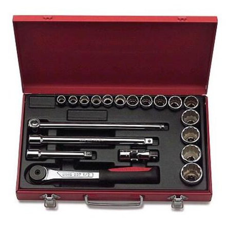 613 N 1/2 P Набор головок и аксессуаров на 1/2" в металлическом кейсе 20 предметов,USAG(Италия)