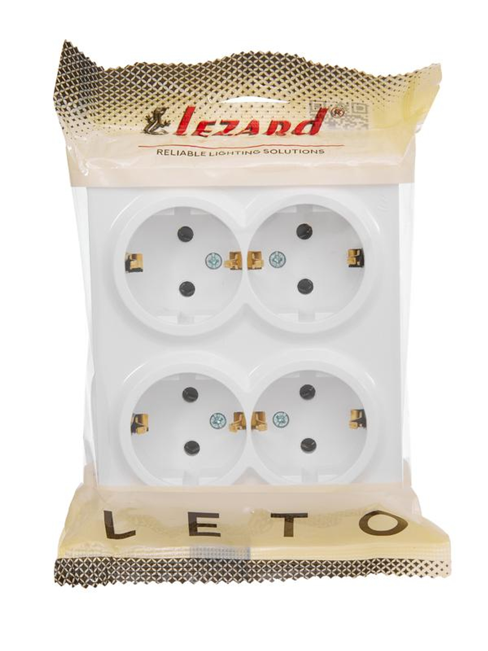 Розетка 4-м ОП LETO с заземл. закрытый корпус ПБТ бел. LEZARD 752-0200-127BDP