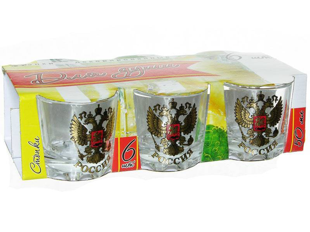 Набор стопок 6шт 50мл "Золотой герб России"