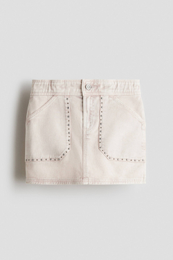 H&M Джинсовая юбка с заклепками, пыльно-розовый