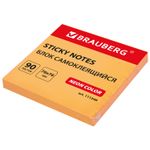 Стикеры BRAUBERG НЕОНОВЫЙ 76х76 мм 90 листов апельсиновый (12 штук в упаковке)
