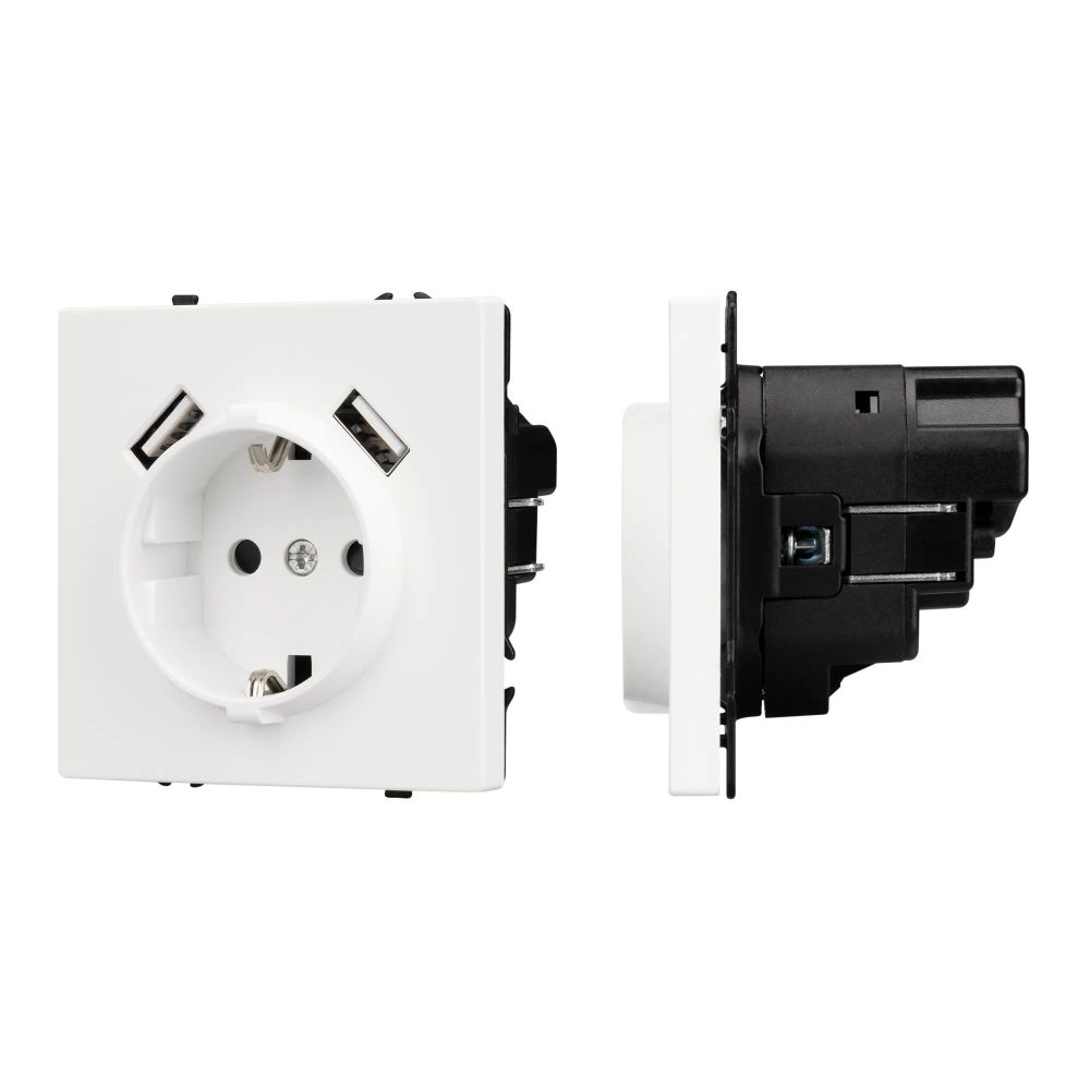 Механизм розетки с USB зарядкой SCT-NOBE-MUAA-SFPL-WH (230V, 16A) (Arlight, Белый кварц) 054288