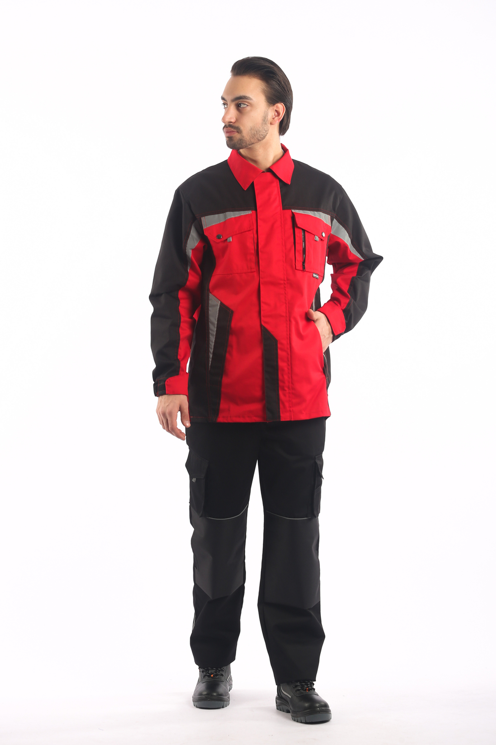 Куртка мужская летняя «Ультра», красно/черная ткань 245 г/м