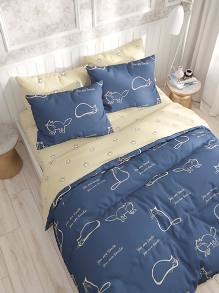 Пододеяльник Сказка "Котики/Котики (компаньон)" 1,5-сп 145х215 см на молнии , перкаль