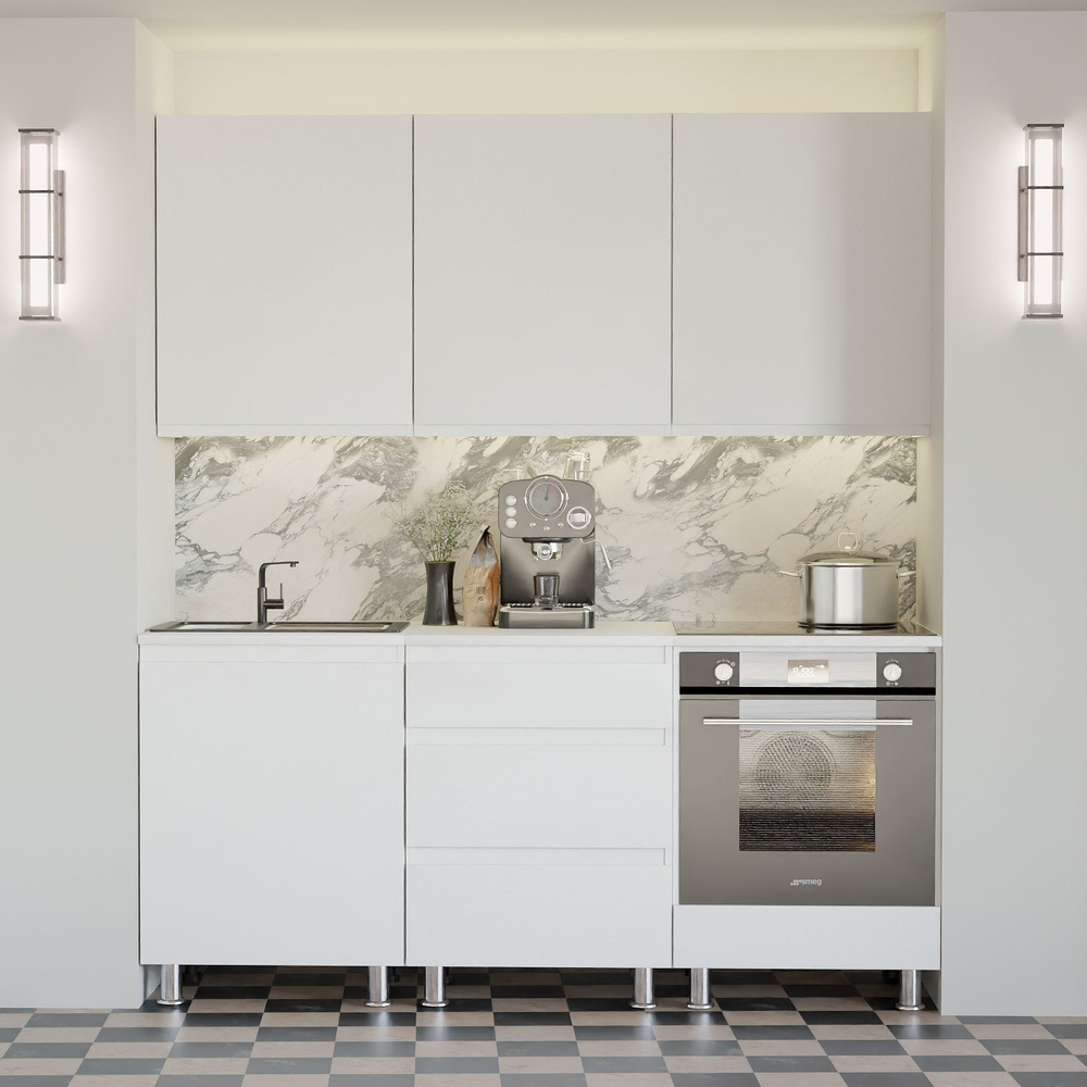 Кухня Севилья 180 см со столешницей (6 модулей), белый ЛДСП