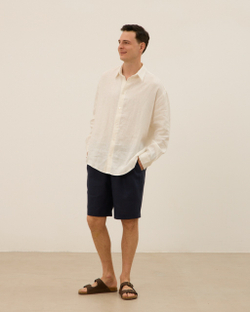 Рубашка мужская из 100% льна, молочная
