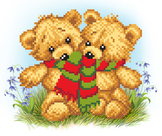 "Мишка Близнецы"-4136 ткань с нанесенным рисунком