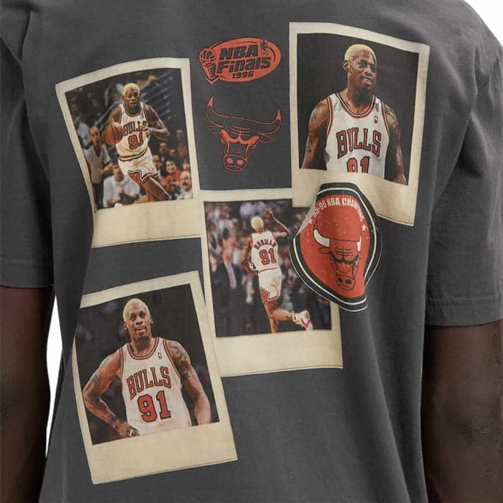Баскетбольная джерси Mitchell&Ness NBA Player Retro Photo Chicago Bulls Dennis Rodman Gray T-Shirt