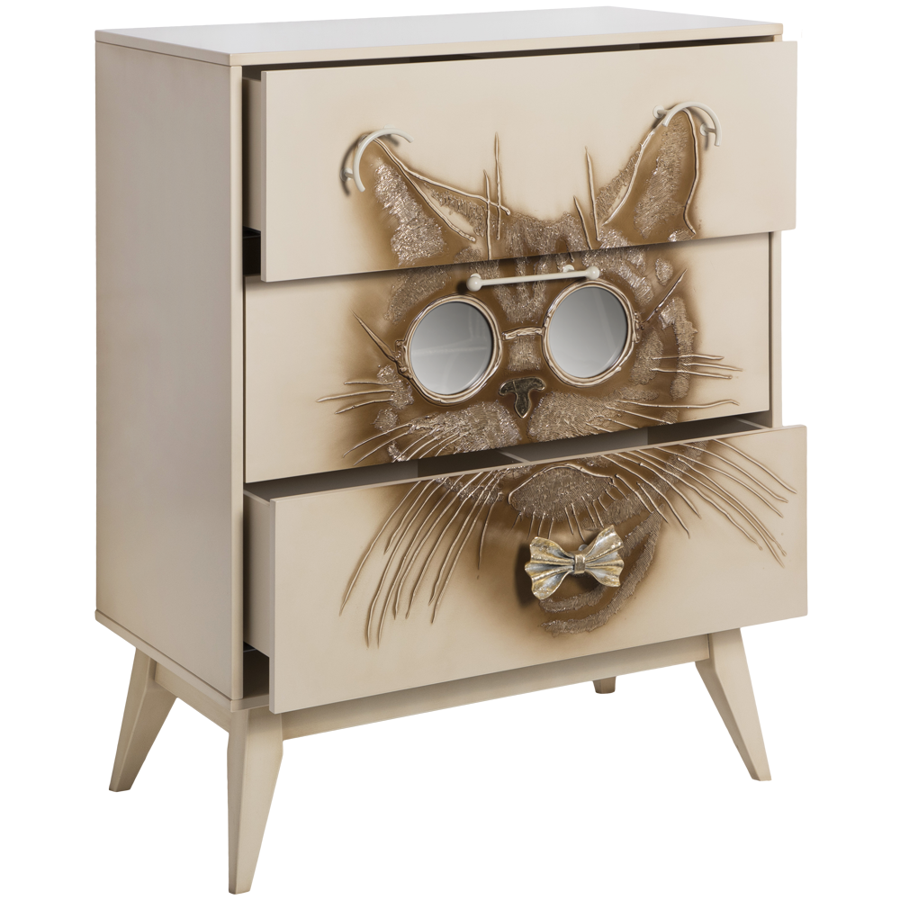 Комод Кот Саймон с 3 ящиками Айвори