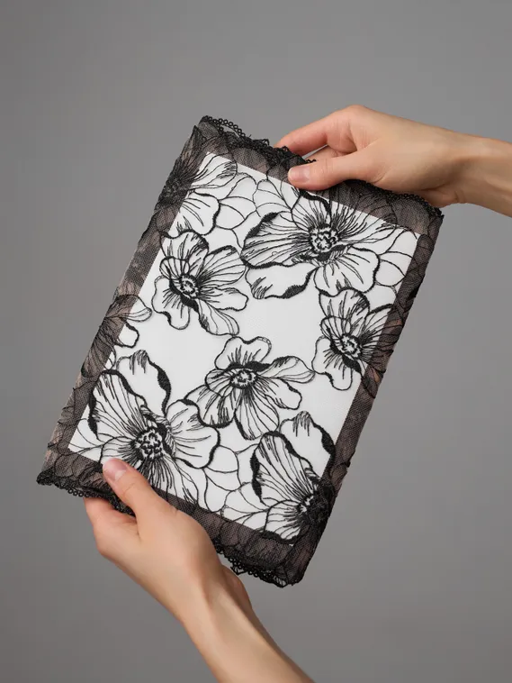 05-172 Вышивка на неэл. сетке 25 см, бежевый/черный 170