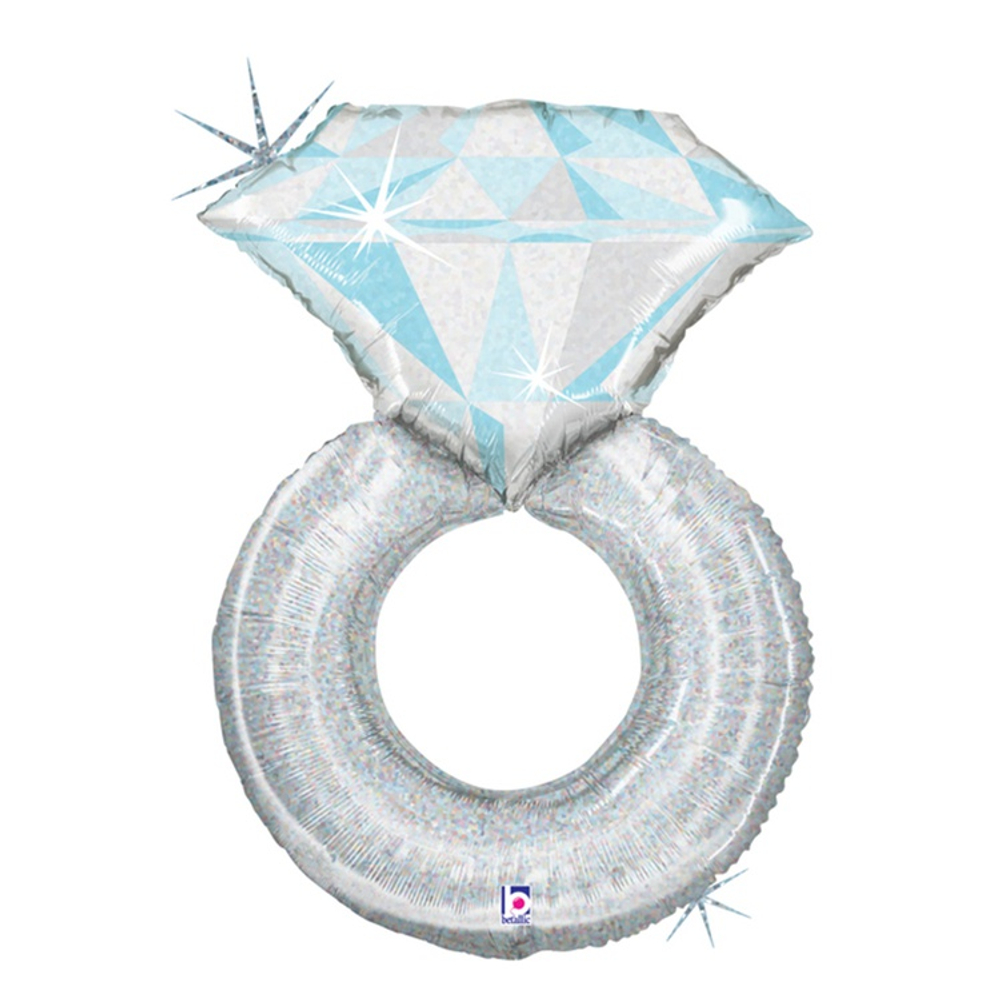 Шар Фольгированный Кольцо с бриллиантом голография (Ассорти)