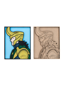 3D картина по номерам из дерева Локи Marvel (Марвел), SamCraft, подарочный набор для творчества, многослойное панно из дерева