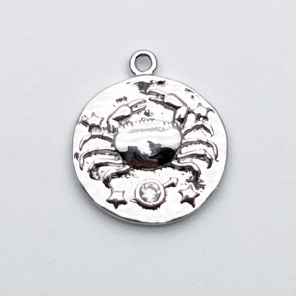Подвеска Знак Зодиака Рак, цвет серебро (родий), фианит, размер 16*14 мм, цена за 1 шт