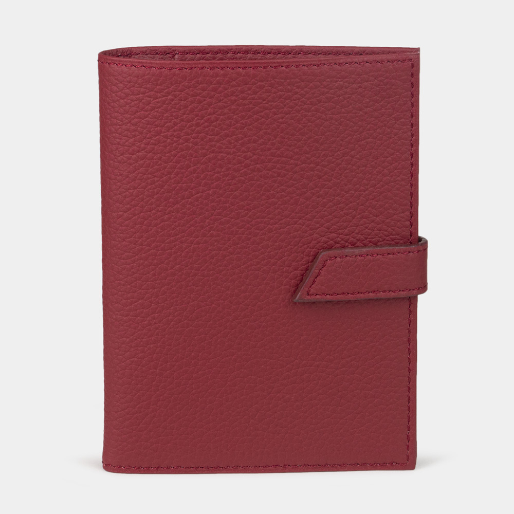 Обложка для паспорта и автодокументов из натуральной кожи теленка, вишневого цвета