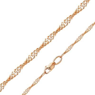 Цепь из красного золота с алмазной гранью (плетение «Сингапур»)