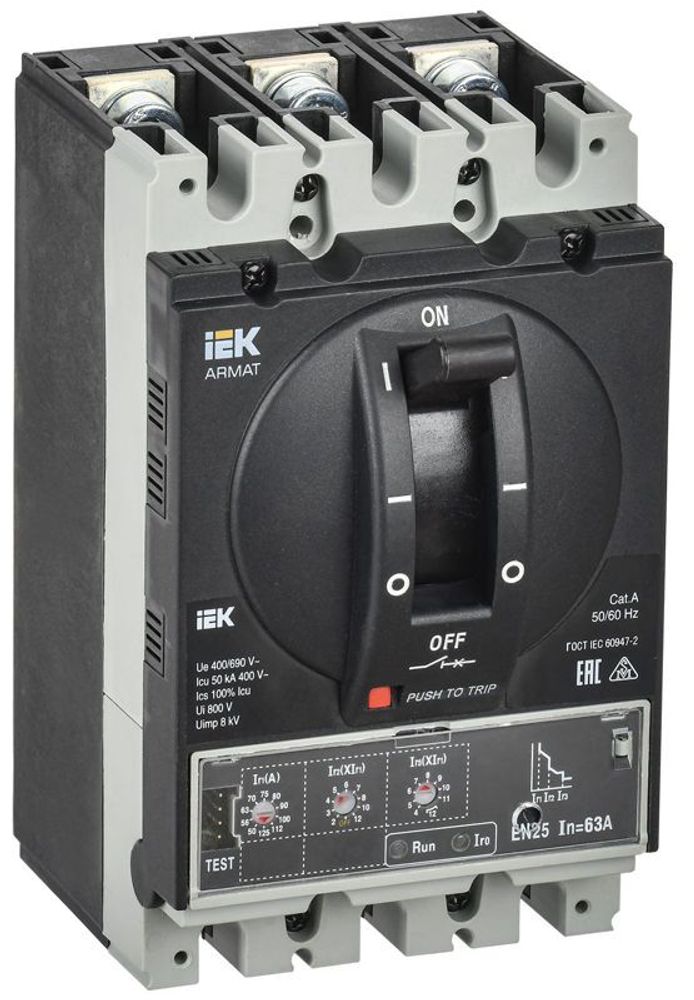 Выключатель автоматический в литом корпусе 3п A 50кА 63А расцепитель электронный стандарт. ARMAT IEK AR-MCCB-3A-050-0063A-ELSC Выключатель автоматический в литом корпусе 3п A 50кА 63А расцепитель электронный стандарт. ARMAT IEK AR-MCCB-3A-050-0063A-ELSC