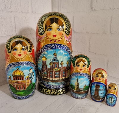 Матрешка "Виды города" 5 мест