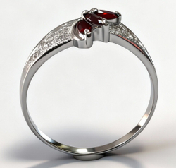 Ювелирное кольцо из серебра 925 пробы,вставка гранат натуральный,фианиты.Размер 19.5