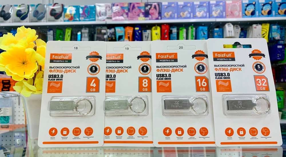 USB Флешка 8GB FaizFull U-56, USB 3.0, USB 3.0, металлическая водонепроницаемый чип