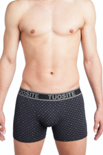 Удлиненные трусы-боксеры с принтом-решеткой (Размер: M) (Цвет: черный)