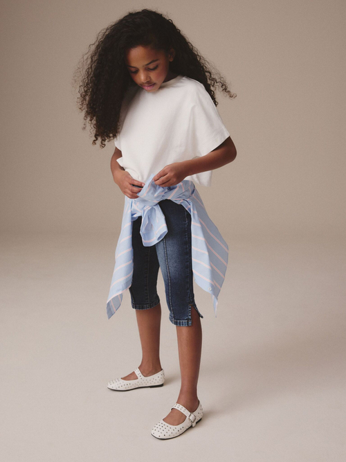 Джинсы капри для девочки Next E29-118, Темно-синий