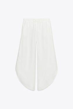 ZARA ЛЬНЯНЫЕ БРЮКИ С РАЗРЕЗАМИ — ZW COLLECTION, БЕЛЫЙ