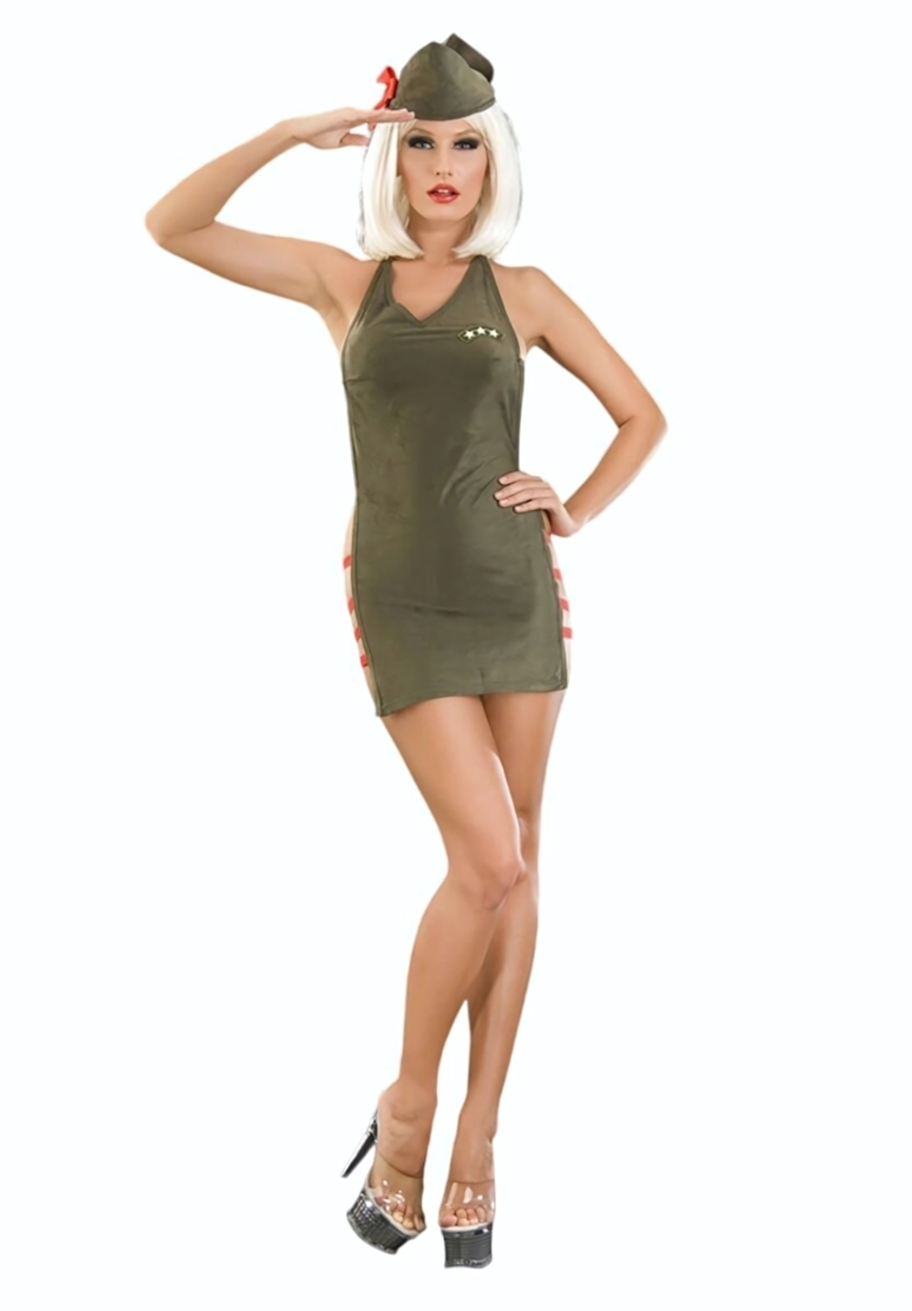 Женский костюм солдатки (Размер: S-M) (Цвет: хаки)