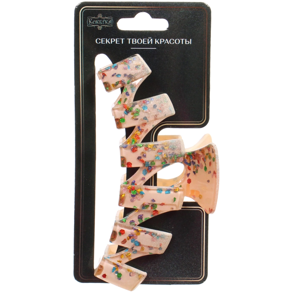 Заколка - краб для волос «AKS - VIENTO», микс 6 цветов, зиг-заг, 11*3см