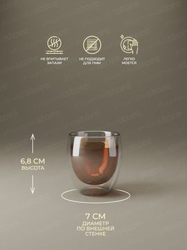 Набор стеклянных стаканов 2 шт. 100 мл. Kamille KM 9013 с двойными стенками