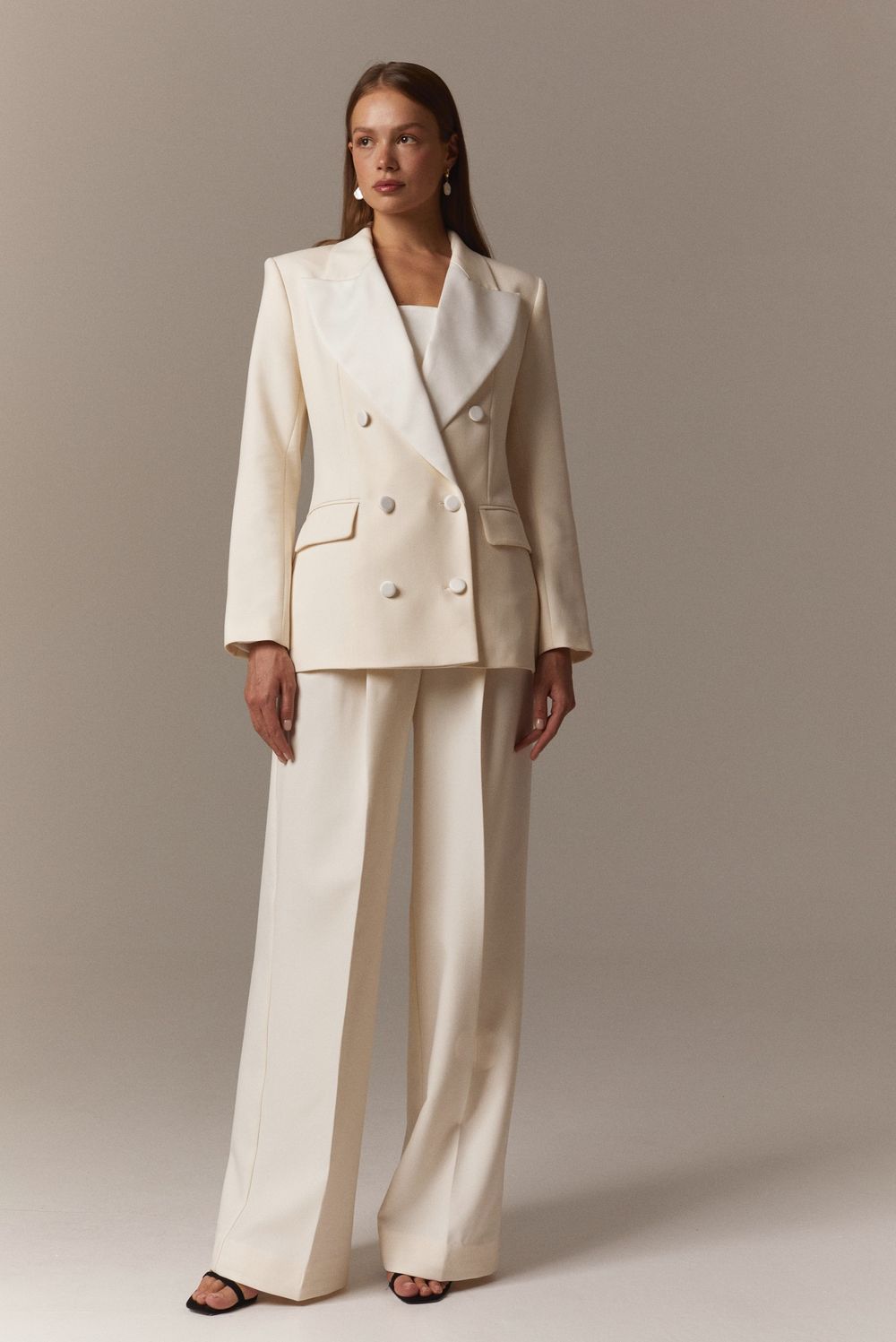 Брюки-палаццо молочно-белые